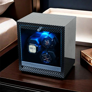 Saike Home Silent Automatic Winding Table Clock Box High Density Fiberboard Black Walnut Pattern Premium New Model Watch Box