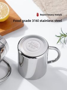 Large Capacity Double Layered Food Grade 316 Stainless Steel Water Cup Office Mug with Lid Thermal Insulation Anti-Scalding