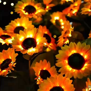 Solar-powered sunflower lanterns / Outdoor realistic flowers / Lawn and garden decoration / Ground-mounted lamps / Atmosphere and festival decorations