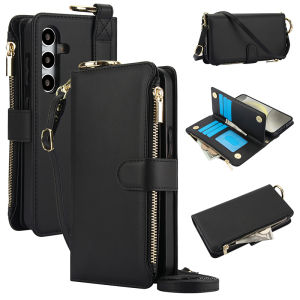 Card Case For Samsung A54 A55 With Diagonal Strap lanyard Wallet Bag Case Coin Purse Case Mobile Phone Shell With Card Holder Casing Cases Cards Slot Case For Samsung Galaxy A51 A71 A52 A13 A14 A15 A53 A54 A55 A73 A16 Flip Cover With Rope