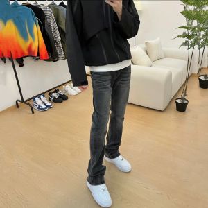 Medium Low Waist Mens Denim Jeans with Micro Bomb Fabric for All Year Round Neutral Fashion Trendy Flared Pants