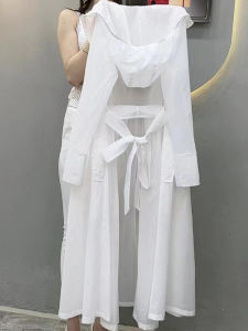 Elegant Long Womens Summer 2024 Ice Silk Breathable Sun Protection Outerwear Ultra Fairy Thin Fashionable Windbreaker Coat