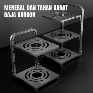Rak Panci Susun/Rak Pot Kabinet Atas/Wastafel Dapur Di Bawah Rak 2/3/4 Tingkat