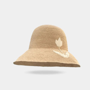 BILLI ZILLY | Handcrafted Foldable Womens Sun Hat Large Brim Straw Fishing Cap Summer Holiday Style Casual Embroidered Round Top Hat