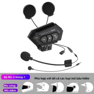 KEBIDUMEI Mũ Bảo Hiểm Xe Máy Liên Lạc Nội Bộ Tai Nghe Bluetooth Interphone 300M Rảnh Tay Chống Nước Cho 2 Người Lái Đa Năng Ghép Nối Giảm Tiếng Ồn