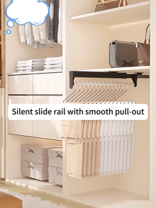Multifunctional Pull Out Pants Trouser Hanger Rack Wardrobe Rail Slide Clothes Hanger Organizer Storage Track Rack