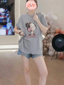 BINKAFENNY | Korean Style Sweet Spicy Girl Back Hollow Lace Grey Short Sleeve T-Shirt Women Fashion Versatile Unique Beautiful Top