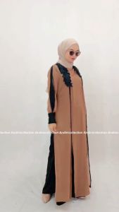 Gamis Abaya Maxi Umroh Miraj Hitam Putih 148 Renda Bordir Dewasa Muslimah Andinicollection