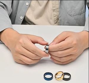 Kemstone 8mm Tungsten Steel Rings Mens Tungsten Gold Plated Ring Jewelry