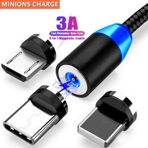 3A 3 In 1Data Cable Micro USB Type C Cable Fast Charging Wire for IPhone Xiaomi Redmi Samsung Huawei Wire Cord