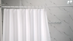 Bathroom Shower Curtain With Hook and Extendable Rod Bath Room Partition Leaf Shower Bathing Curtain Rod Set No Drilling Needed