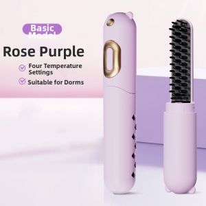 Portable Wireless Comb Negative Ion Damage Free Hair Straightener And Curler Two in One Straightening Brush for Men And Women
