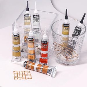 French Pebeo 20ml Glass Pigment Hook Line Pen 3D Stereoscopic Natural Dry Gold Waterproof Pigment Ceramic Metal Decorative Painting Art Supplies