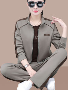 FELLERQI | Middle-aged Women Sport Tracksuit Set Open-front and Stand Collar