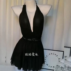 B2📦มีของแถมฟรี รายละเอียดด้านล่าง✨เดรสคล้องคอผู้หญิง แต่งลูกไม้ซีทรู ผ้านุ่ม ดีไซน์เรียบหรู รหัสA1237