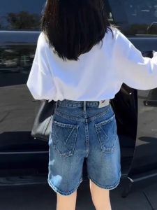 Vintage High-Waist Capri Denim Shorts