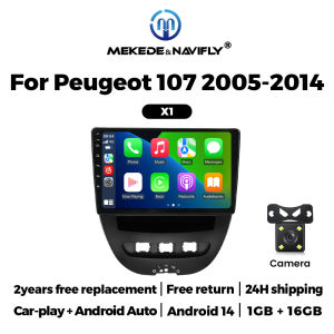 NaviFly Car Radio For Peugeot 107 Toyota Aygo Citroen C1 2005-2014 Wireless Carplay Android Auto Car Multimedia Player 2 Din GPS