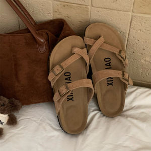 XIXITIAO | Anti-slip Cross-strap Square Buckle Summer Slippers