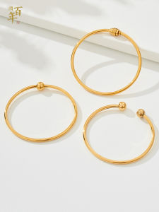 Openable Sand Gold Luster Single Double Bead Bracelet Lucky Charm Bracelet for Women Fashion Jewelry Accessory