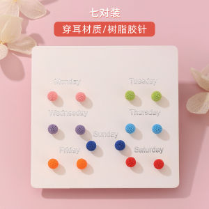 Sweet Candy Colored Ceramic Plastic Ball Earrings for Pierced Ears Spring Summer  Simple Versatile Ear Jewelry