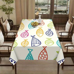 VIKAMA Vibrant Underwater Fish Pattern Manteles De Mesa Picnic Camping Outdoor Tablecloth Beach Picnic Party Decorations
