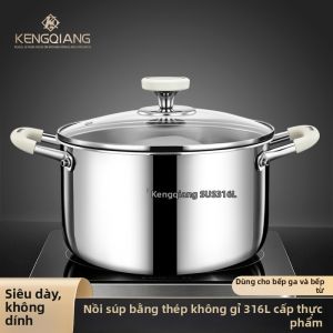 RONGCHUAN | Nồi Súp Thép Không Gỉ 316L Không Lớp Phủ Tương Thích Bếp Từ