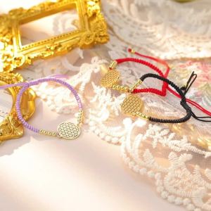 Skyrim Amulet Mandala Flower of Life Charm Bracelet Stainless Steel Beads Rope Bracelets Sacred Geometry Jewelry Gifts for Women