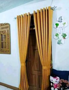 Gorden jendela import tebal bahan blackout serat embos polos doff mewah murah tirai pintu kamar