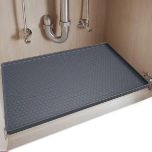 Under Sink Mat 34×22" Silicone Bathroom Sink Mat Under Sink Liner Drip Tray and Protectors for Bottom of Kitchen Sink