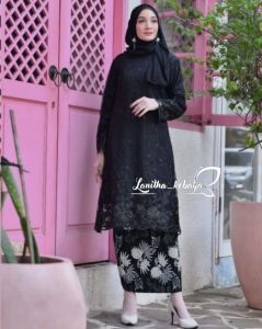 Set Kebaya Tunik Modern Kebaya Tunik Tille Rok Plisket Baju Kebaya Tunik Kondangan Wanita Kebaya Wisuda Modern Kebaya Tunik brokat Tille
