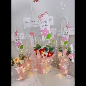 Combo set hoa len handmade tặng quà bạn gái nữ kèm túi đèn xinh đẹp rẻ sinh nhật ngày lễ giáng sinh