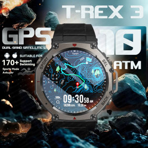 Military Smart Watch T-Rex 3 Bulit-in GPS Compass Altimeter Barometric 10 ATM IP69K Waterproof AMOLED Bluetooth Call Smartwatch