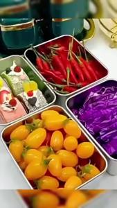 MaxPlus【Ready in Stock】 Fresh Keeping Box with Lid Stainless Steel Food Container Fridge Frozen Storage Box 1Pc