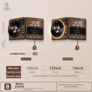 CTYLIGHTZ | Retro Double-Sided Perpetual Calendar Vinyl Record Style Electronic Wall Clock