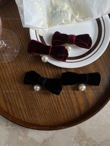 Elegant Velvet Hair Clips Side Bangs Hair Accessories Pair New Year Korean Style Fashion Jewelry Hair Decorations