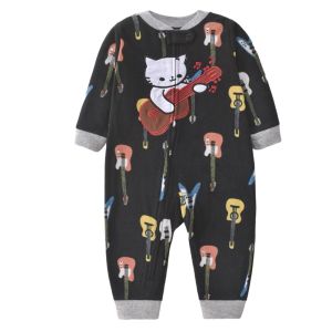 2026 Baby Boys Polar Fleece Zip Romper Toddler Long Sleeve Jumpsuit Cartoon Print Warm Autumn Winter One Piece Outfit for Babies