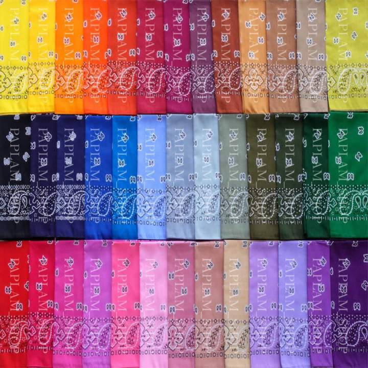 ผ้าเช็ดหน้า ลายลูกน้ำ size.M bandana paisley cotton100% | Lazada.co.th