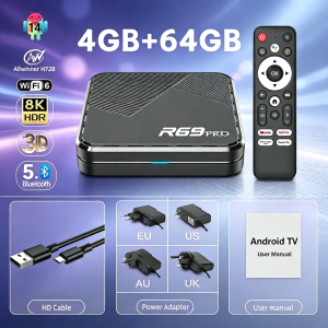 Allwinner H728 Janmifly R69 PRO Android 14 WiFi 6 Bluetooth 5.0 8K Ultra HD Smart TV Box Set Top Box Netflix YouTube Player