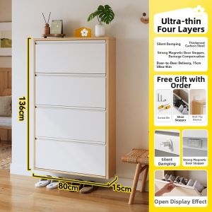 MEISD | Ultra-slim Retro Flip-door Steel Narrow Entrance Shoe Cabinet