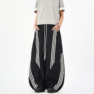Woostop | American Retro Striped Cut Loose Fit Cargo Paratrooper Pants