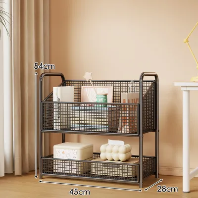 wubuwei | Mobile Rolling Bookshelf Desk Side Multi-Layer Storage Rack Easy Assembly Metal Bookcase for Home Dormitory with Wheels