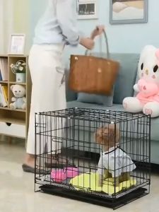 【PLE】Dog Cage with Poop Tray Heavy Duty Pet Collapsible Cage Foldable Pet Cage Heavy duty pet foldable cage with foldable carrying capacity (0-20KG)