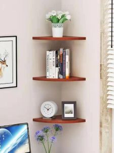 Corner Wall Shelf Solid Wood Triangle Board Bedroom Kitchen Decorative Rack No Drilling Required Multi-layer Storage Organizer