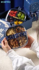 ecentio Kotak Makan Food Container Rectangular Short W/Divider  4 Grid 800ML-C