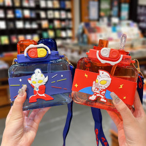 Ultraman Childrens Water Cup School Specialty Boy Girl Double Drink Straw Cup Kindergarten Summer Water Bottle Cool Style