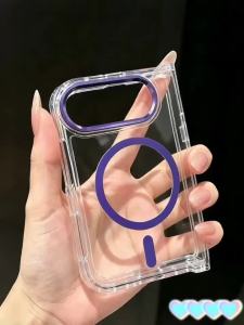 For iPhone 18 Ultra Clear Acrylic PC Phone Case Transparent Magnetic For Magsafe Wireless Charge Shockproof Fold Magnetic Cover