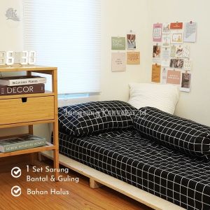 sarung busa resleting motif kotak-kotak Aesthetic terbaru 2024 / sarung busa resleting