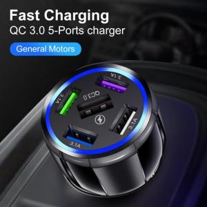 AUTOFun USB Pengisian Mobil Cepat Mini LED Pengisian Cepat untuk iPhone 12 Xiaomi Huawei Ponsel Universal Charger Adaptor di Mobil