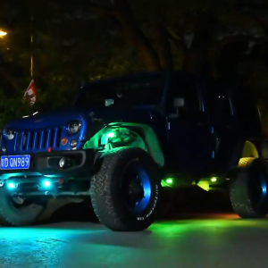 Car RGB LED Rock Lights Waterproof Aluminum Multicolor Underglow Ambient Light Kit with APP Remote Control For Off