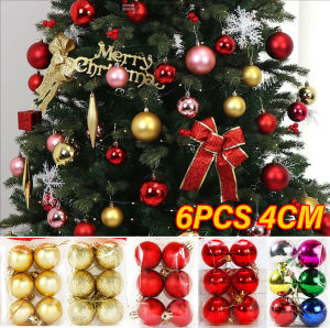 YESPERY ลูกบอลตกแต่งคริสต์มาสคริสมาสต์ขนาด4ซม. 6ชิ้นสำหรับบ้านลูกบอลต้นคริสต์มาสสีแดงแชมเปญสีชมพูทองประดับของขวัญปีใหม่